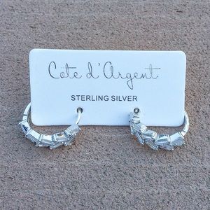 Cote d Argent Sterling Silver CZ Hoop Earrings